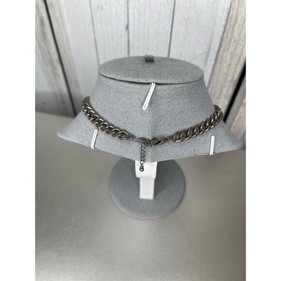 American Western Bronze Egyptian Style Mineral White Drop Cloud Stone Necklace - Picture 3 of 4